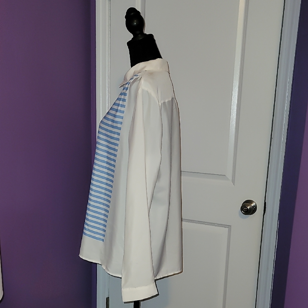 J. Crew Blue and White Striped Shirt Sz: XL - Picture 4 of 8